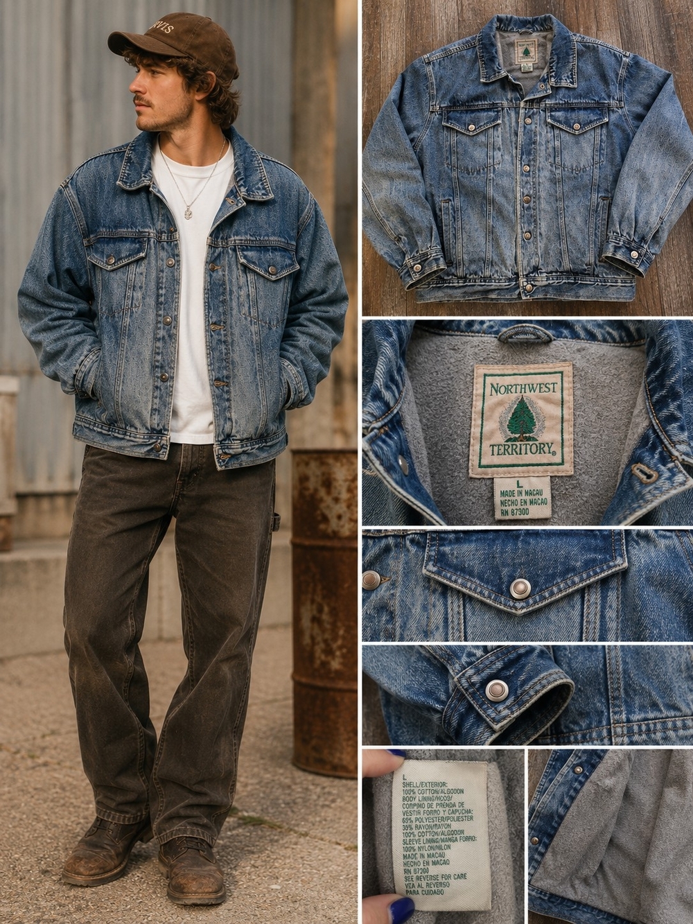 Vintage Northwest Territory Men's Trucker Blue Denim Jacket - Classic Workwear L